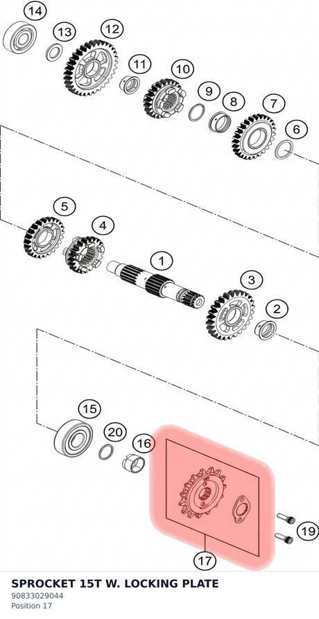 Diagram preview: SPROCKET 15T W. LOCKING PLATE (90833029044)