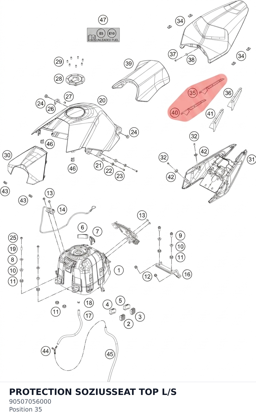 Diagram preview: PROTECTION SOZIUSSEAT TOP L/S (90507056000)