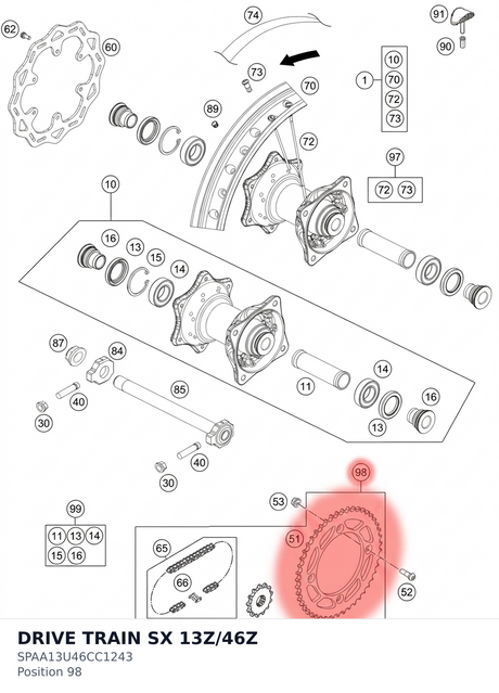 Diagram preview: DRIVE TRAIN SX 13Z/46Z (SPAA13U46CC1243)