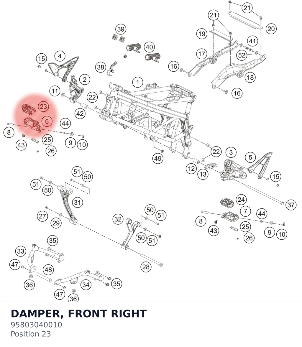 Diagram preview: DAMPER, FRONT RIGHT (95803040010)