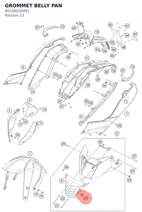 Diagram preview: GROMMET BELLY PAN (90108020001)