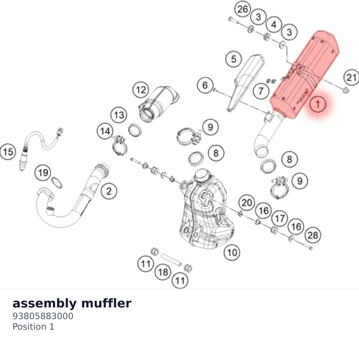 Diagram preview: assembly muffler (93805883000)