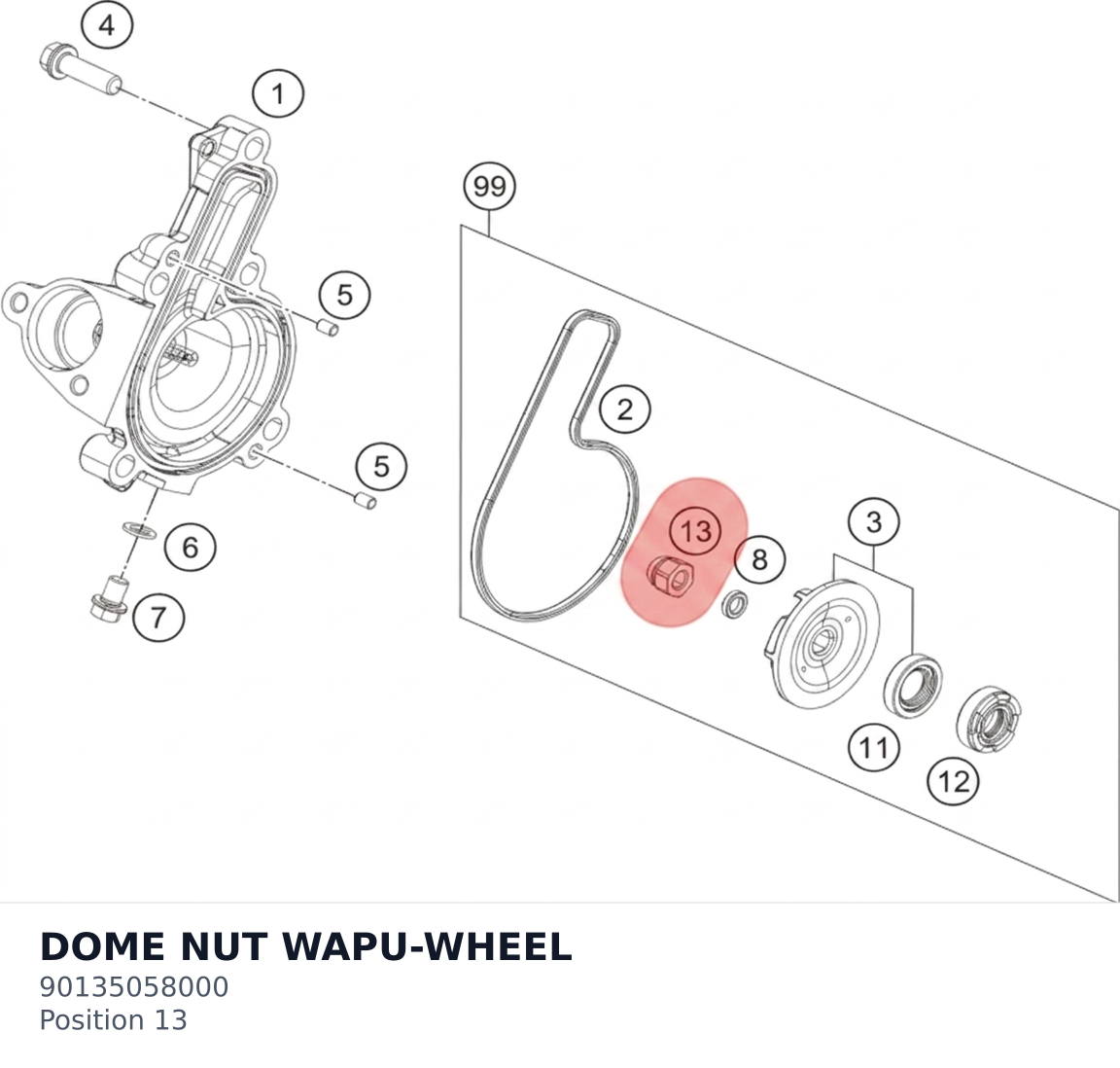 Diagram preview: DOME NUT WAPU-WHEEL (90135058000)