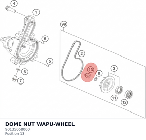 Diagram preview: DOME NUT WAPU-WHEEL (90135058000)