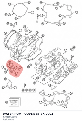 Diagram preview: WATER PUMP COVER 85 SX    2003 (47035052000)