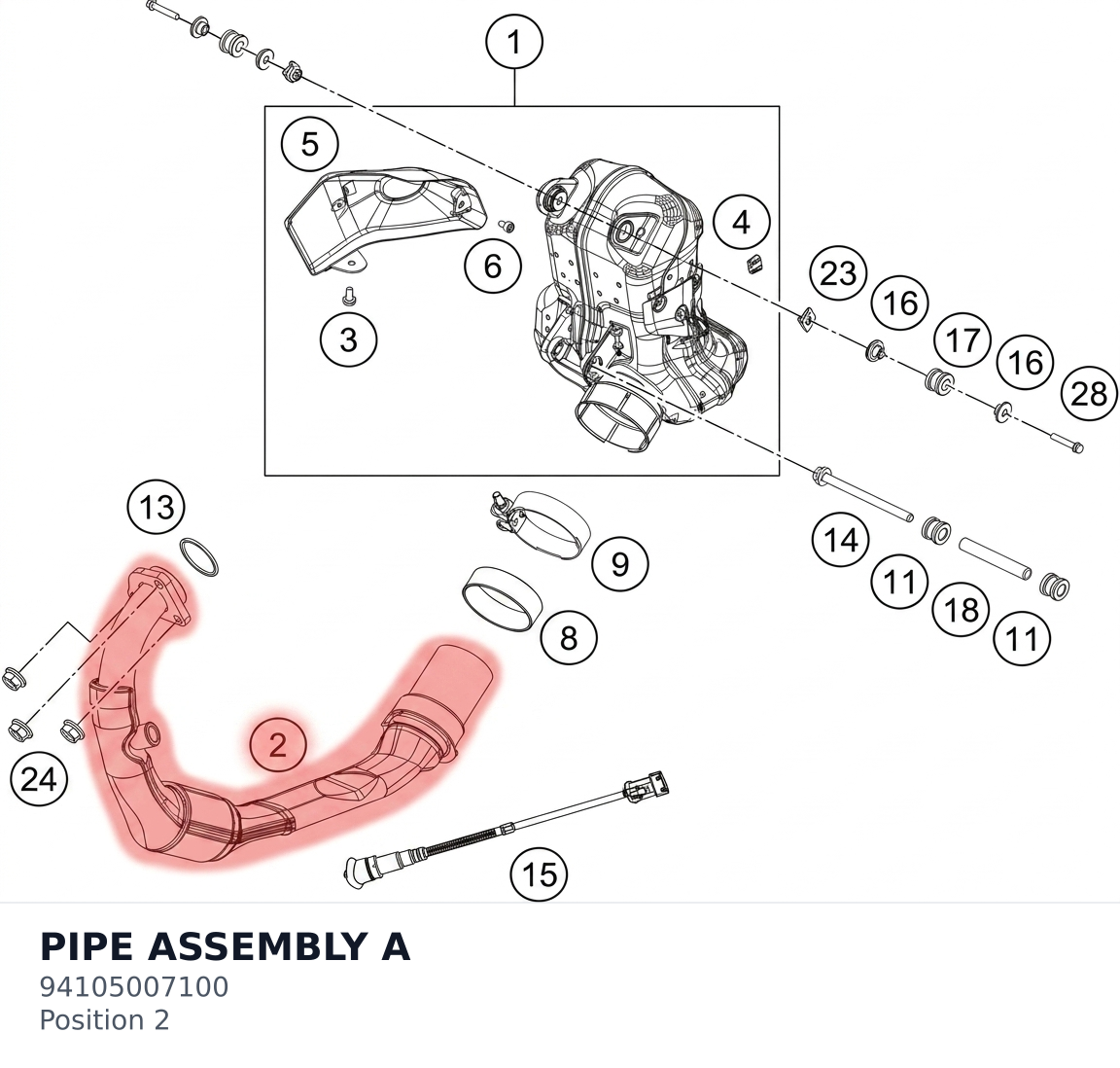 Diagram preview: PIPE ASSEMBLY A (94105007100)