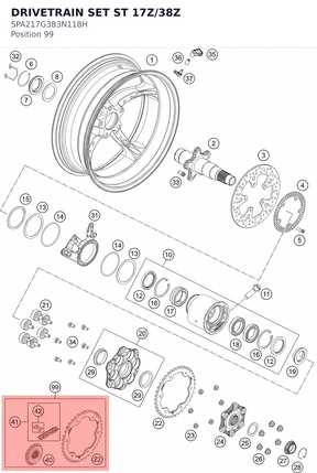 Diagram preview: DRIVETRAIN SET ST 17Z/38Z (SPA217G383N118H)