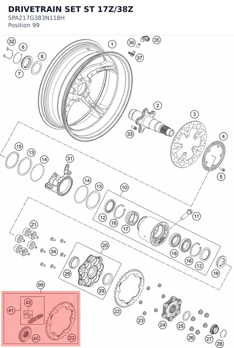 Diagram preview: DRIVETRAIN SET ST 17Z/38Z (SPA217G383N118H)