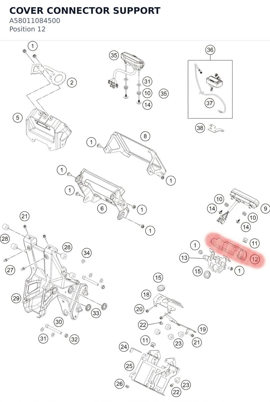 Diagram preview: COVER CONNECTOR SUPPORT (A58011084500)