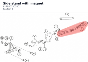 Diagram preview: Side stand with magnet (61703023033C1)