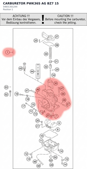 Diagram preview: CARBURETOR PWK36S AG BZ7    15 (54831301244)