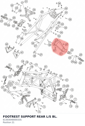 Diagram preview: FOOTREST SUPPORT REAR L/S BL. (6130304800033S)