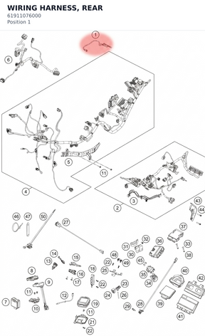 Diagram preview: WIRING HARNESS, REAR (61911076000)