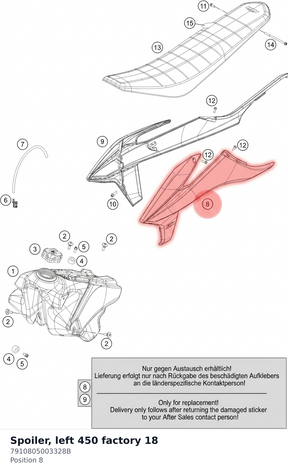 Diagram preview: Spoiler, left 450 factory 18 (7910805003328B)