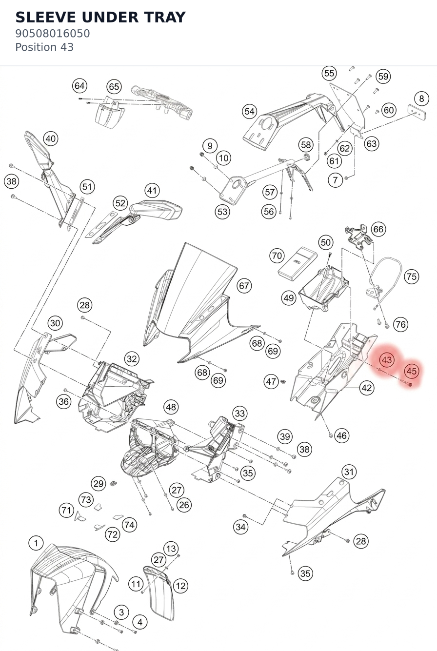 Diagram preview: SLEEVE UNDER TRAY (90508016050)