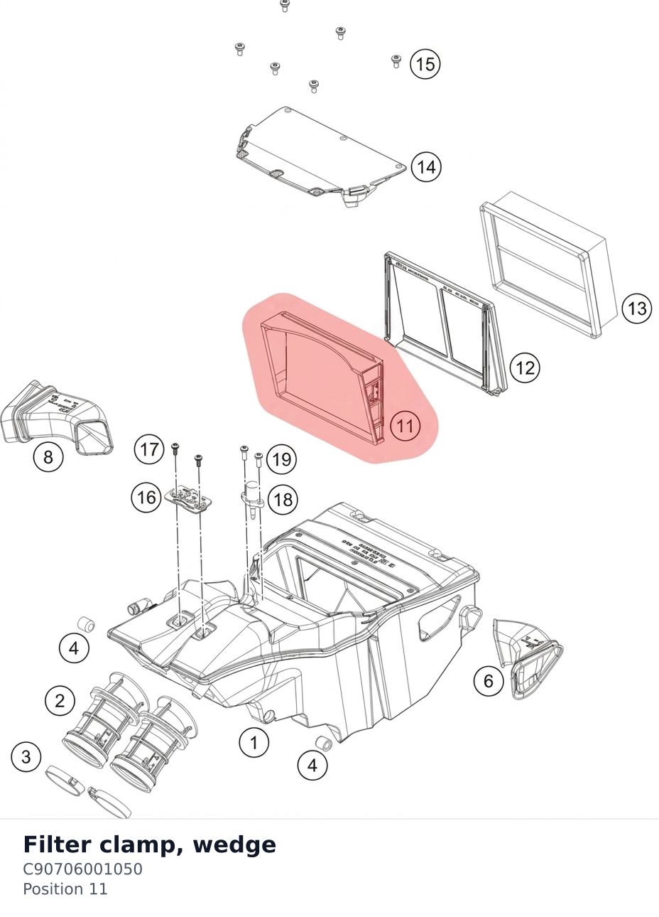 Diagram preview: Filter clamp, wedge (C90706001050)