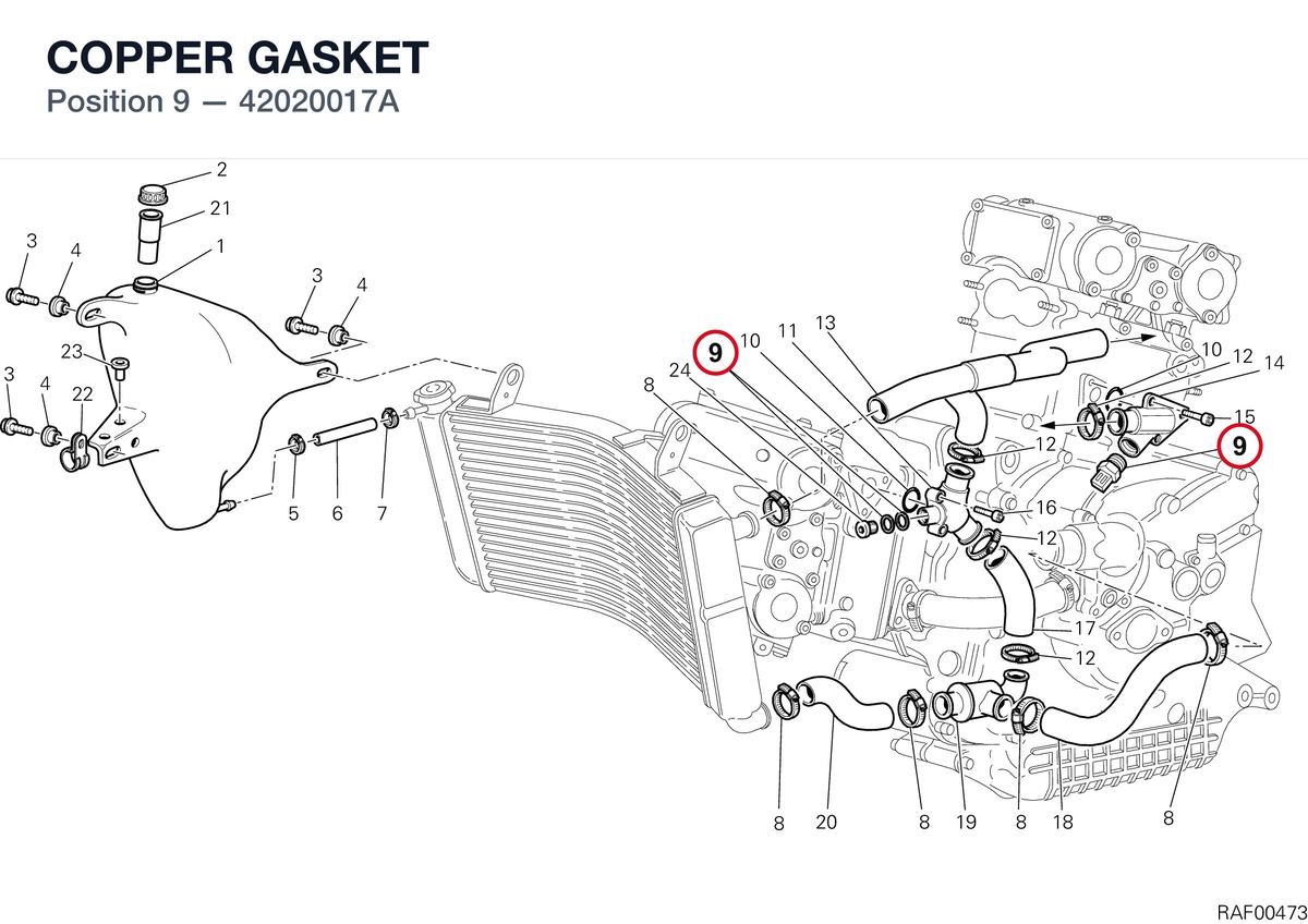 COPPER GASKET 42020017A diagram position
