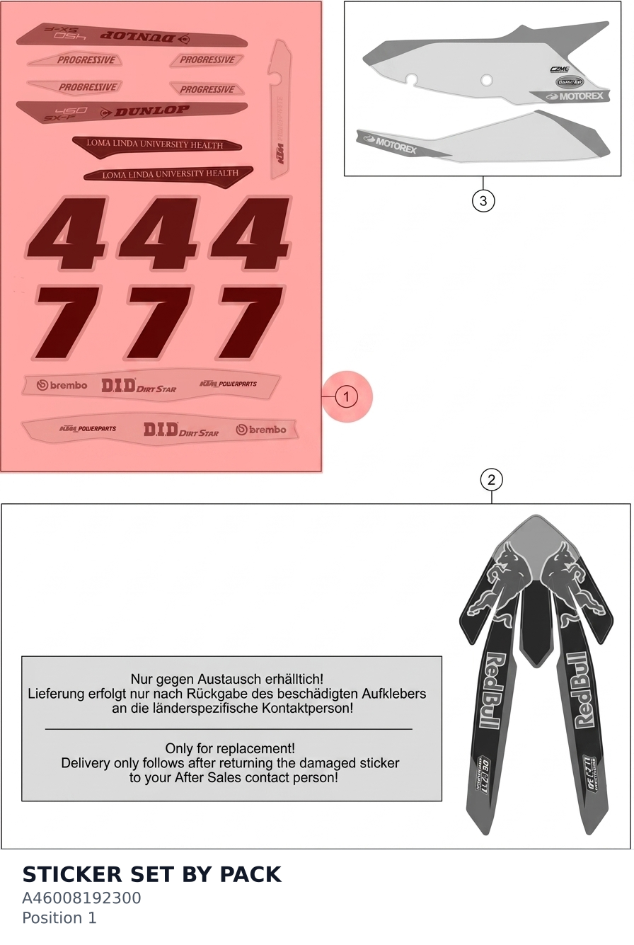 Diagram preview: STICKER SET BY PACK (A46008192300)