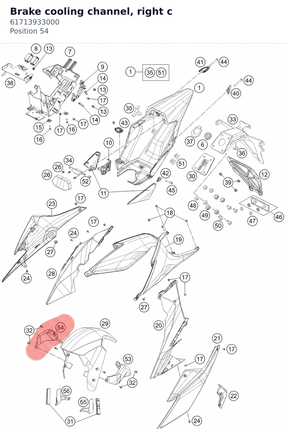 Diagram preview: Brake cooling channel, right c (61713933000)