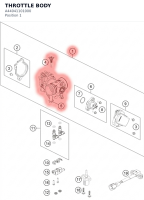 Diagram preview: THROTTLE BODY (A44041101000)