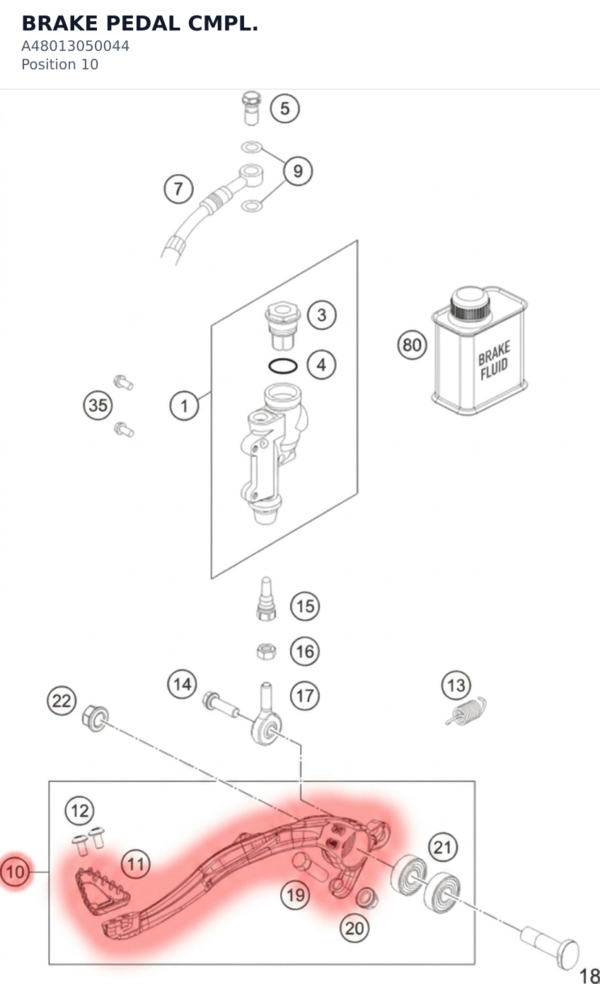 Diagram preview: BRAKE PEDAL CMPL. (A48013050044)