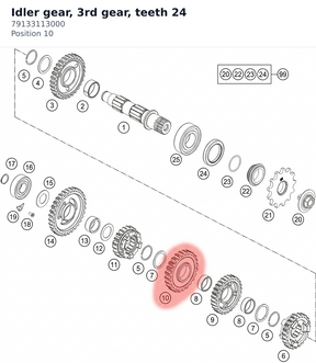 Diagram preview: Idler gear, 3rd gear, teeth 24 (79133113000)
