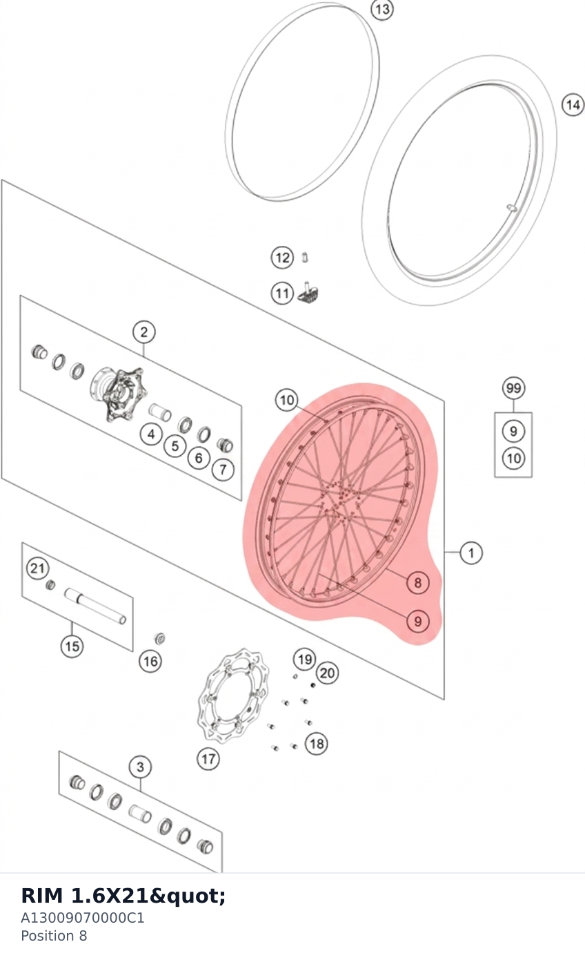 Diagram preview: RIM 1.6X21" (A13009070000C1)