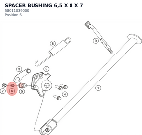 Diagram preview: SPACER BUSHING 6,5 X 8 X 7 (58011039000)