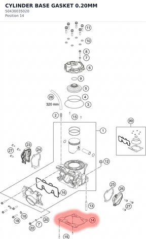 Diagram preview: CYLINDER BASE GASKET 0.20MM (50430035020)