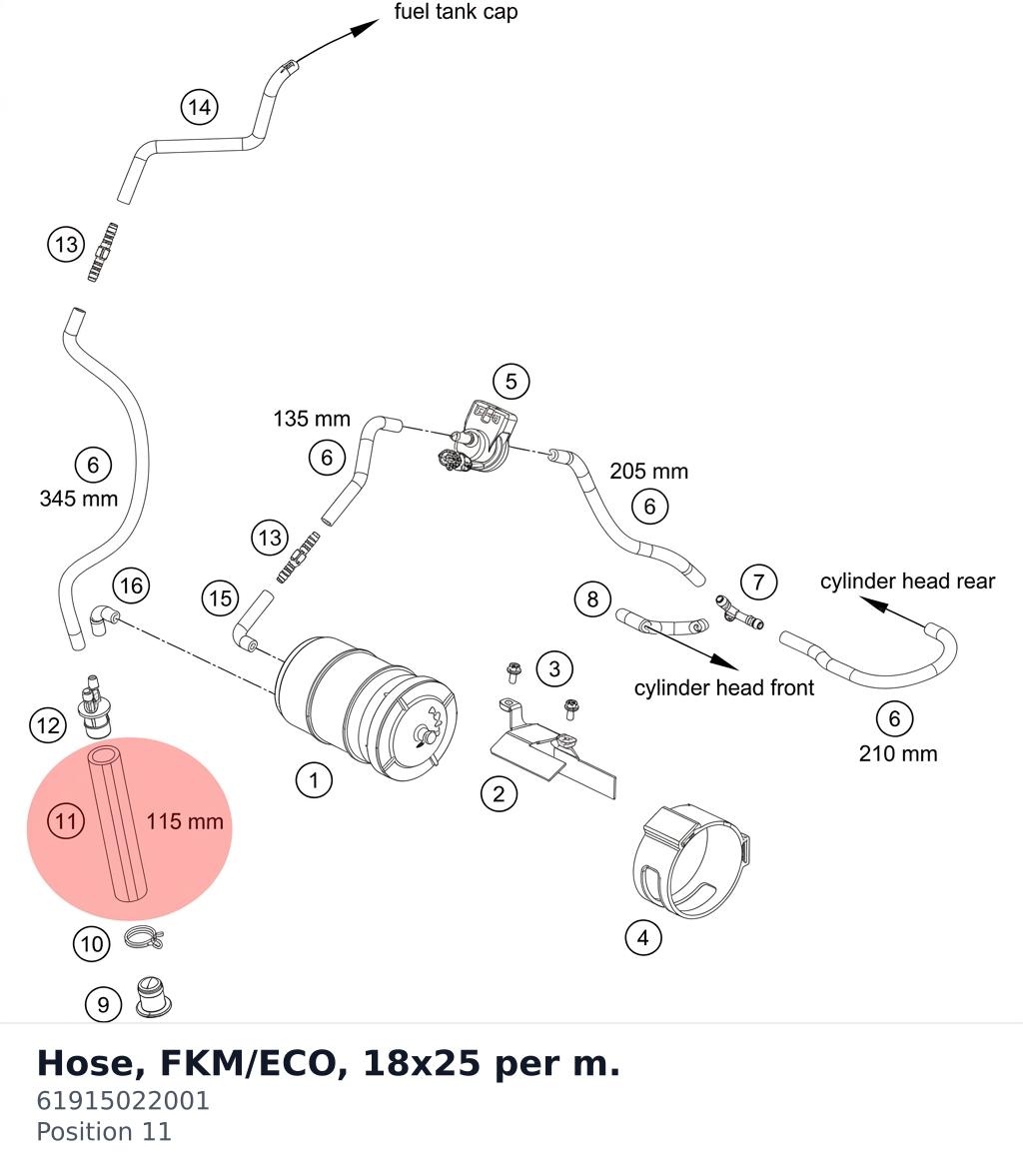 Diagram preview: Hose, FKM/ECO, 18x25 per m. (61915022001)