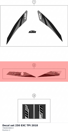 Diagram preview: Decal set 250 EXC TPI 2018 (79608198013)