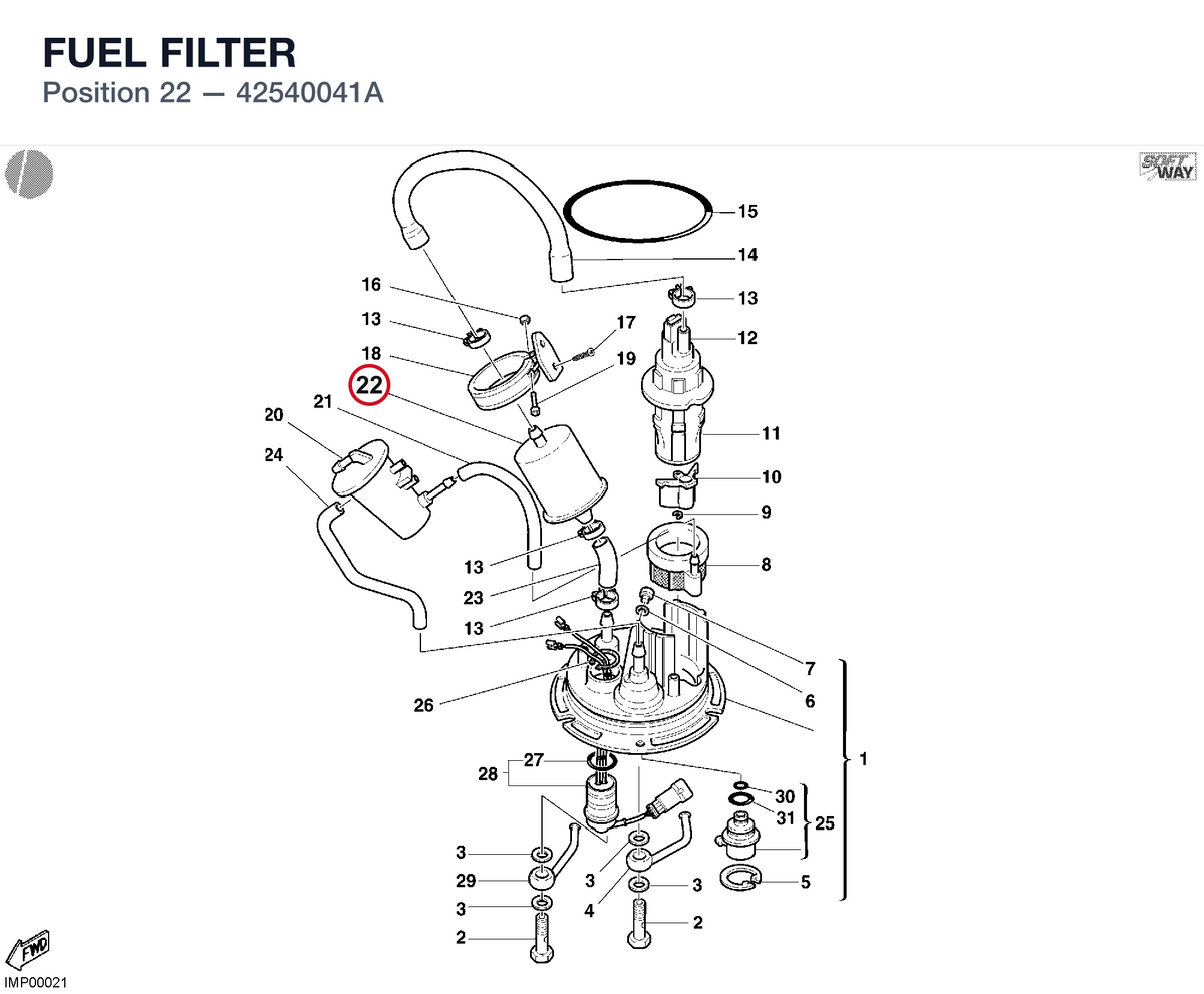 FUEL FILTER 42540041A diagram position