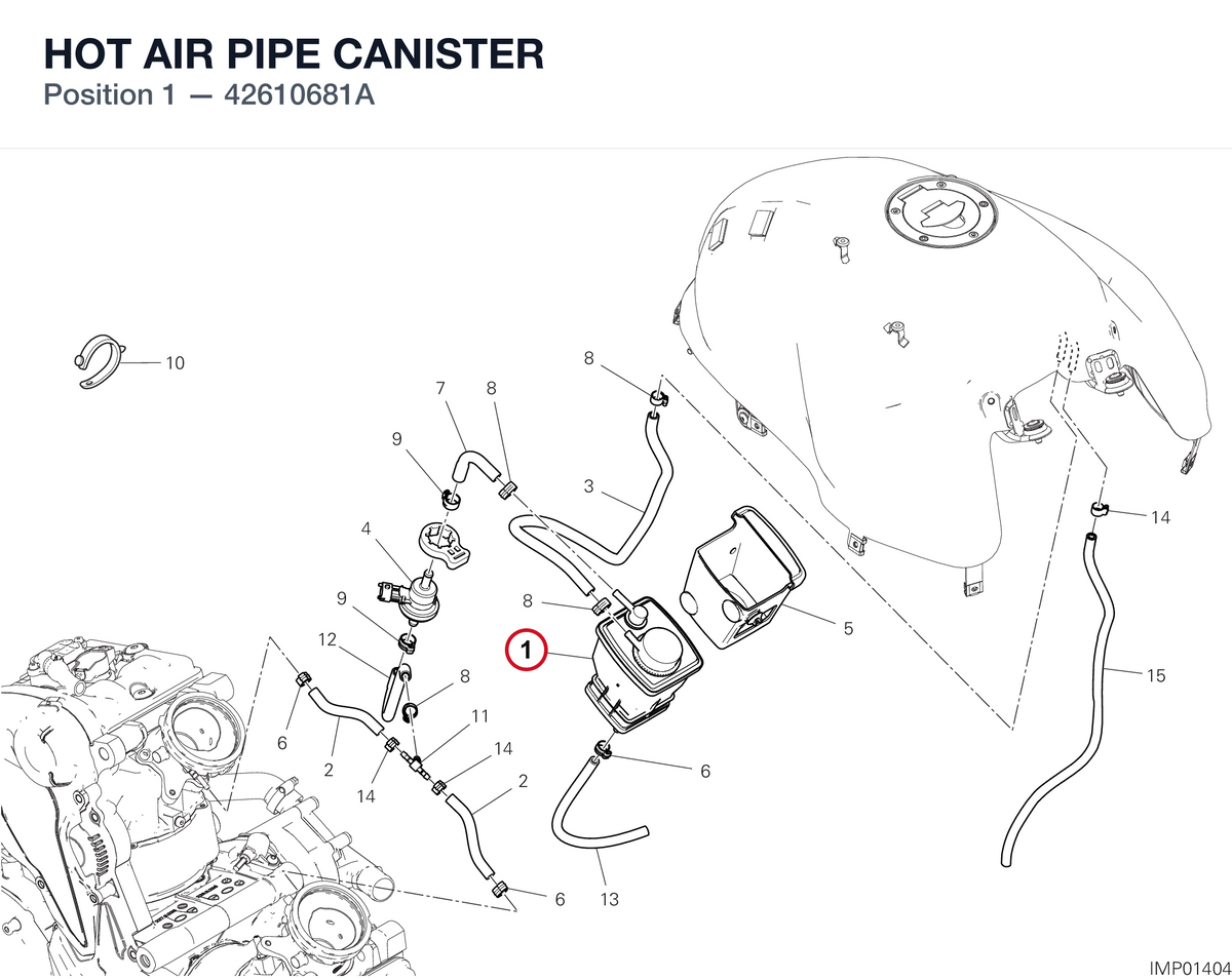 HOT AIR PIPE CANISTER 42610681A diagram position