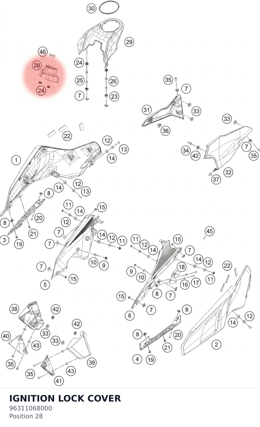 Diagram preview: IGNITION LOCK COVER (96311068000)