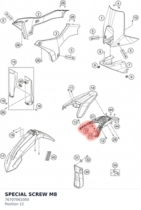 Diagram preview: SPECIAL SCREW M8 (76707061000)