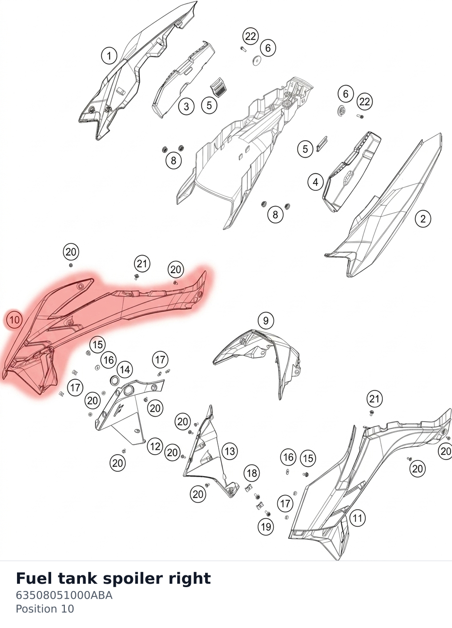 Diagram preview: Fuel tank spoiler right (63508051000ABA)
