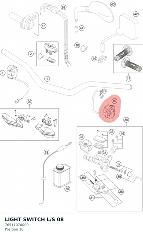 Diagram preview: LIGHT SWITCH L/S            08 (76511070000)