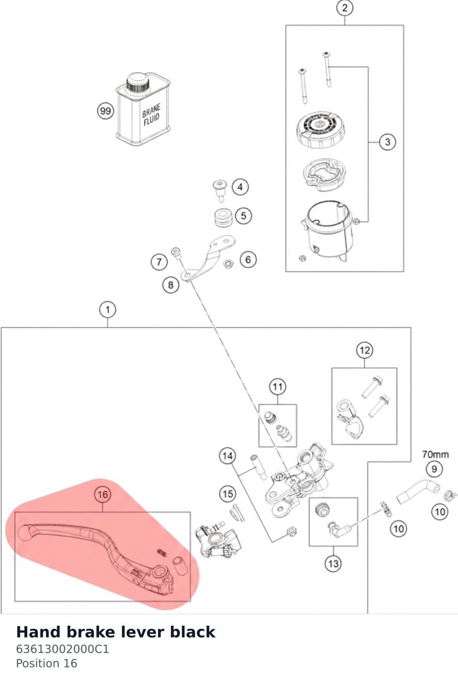 Diagram preview: Hand brake lever black (63613002000C1)