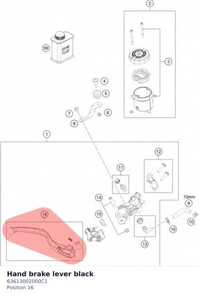 Diagram preview: Hand brake lever black (63613002000C1)