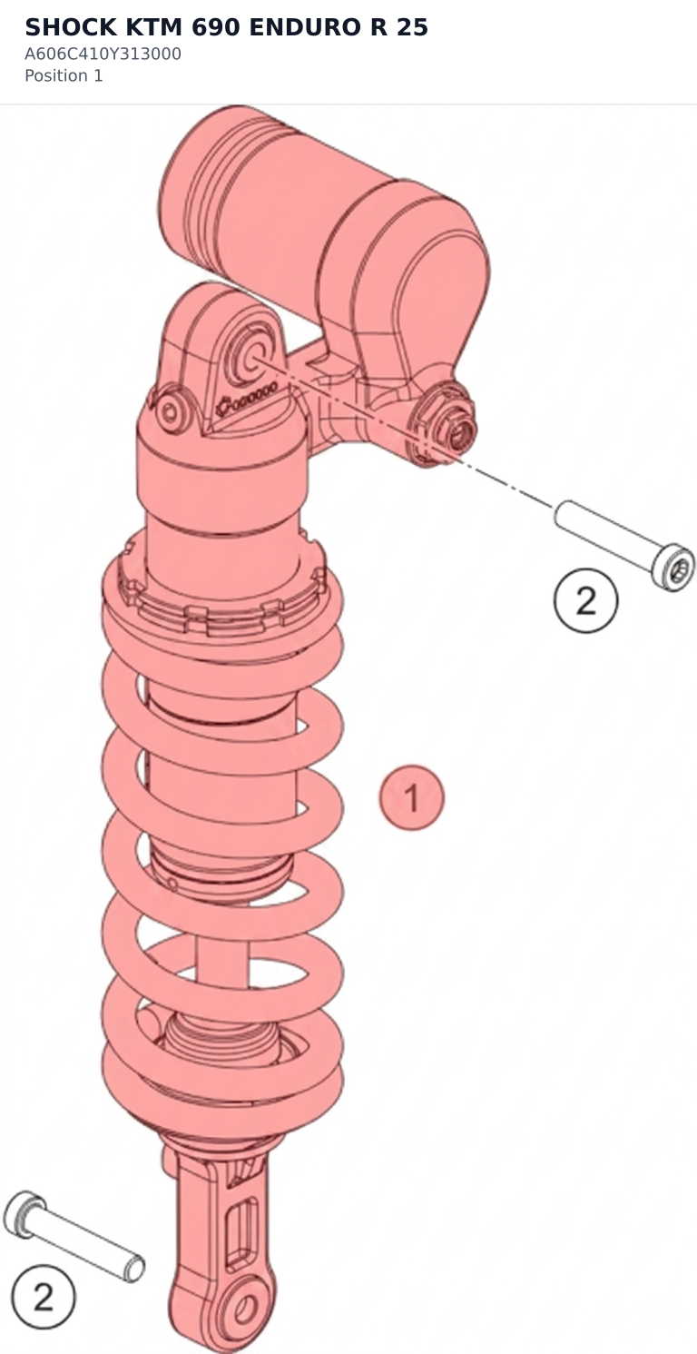 Diagram preview: SHOCK KTM 690 ENDURO R 25 (A606C410Y313000)