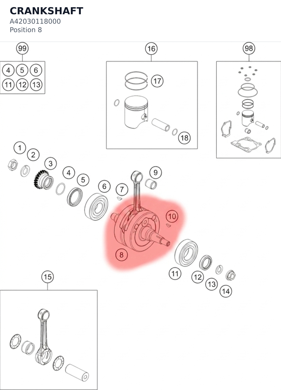 Diagram preview: CRANKSHAFT (A42030118000)
