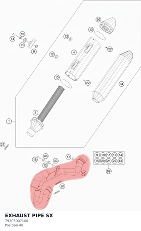 Diagram preview: EXHAUST PIPE SX (79205007100)