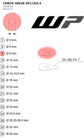 Diagram preview: CHECK VALVE 8X11X0,4 (48600352)