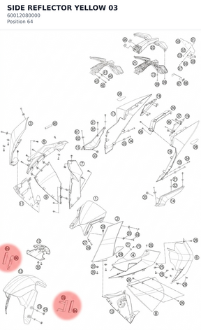 Diagram preview: SIDE REFLECTOR YELLOW       03 (60012080000)