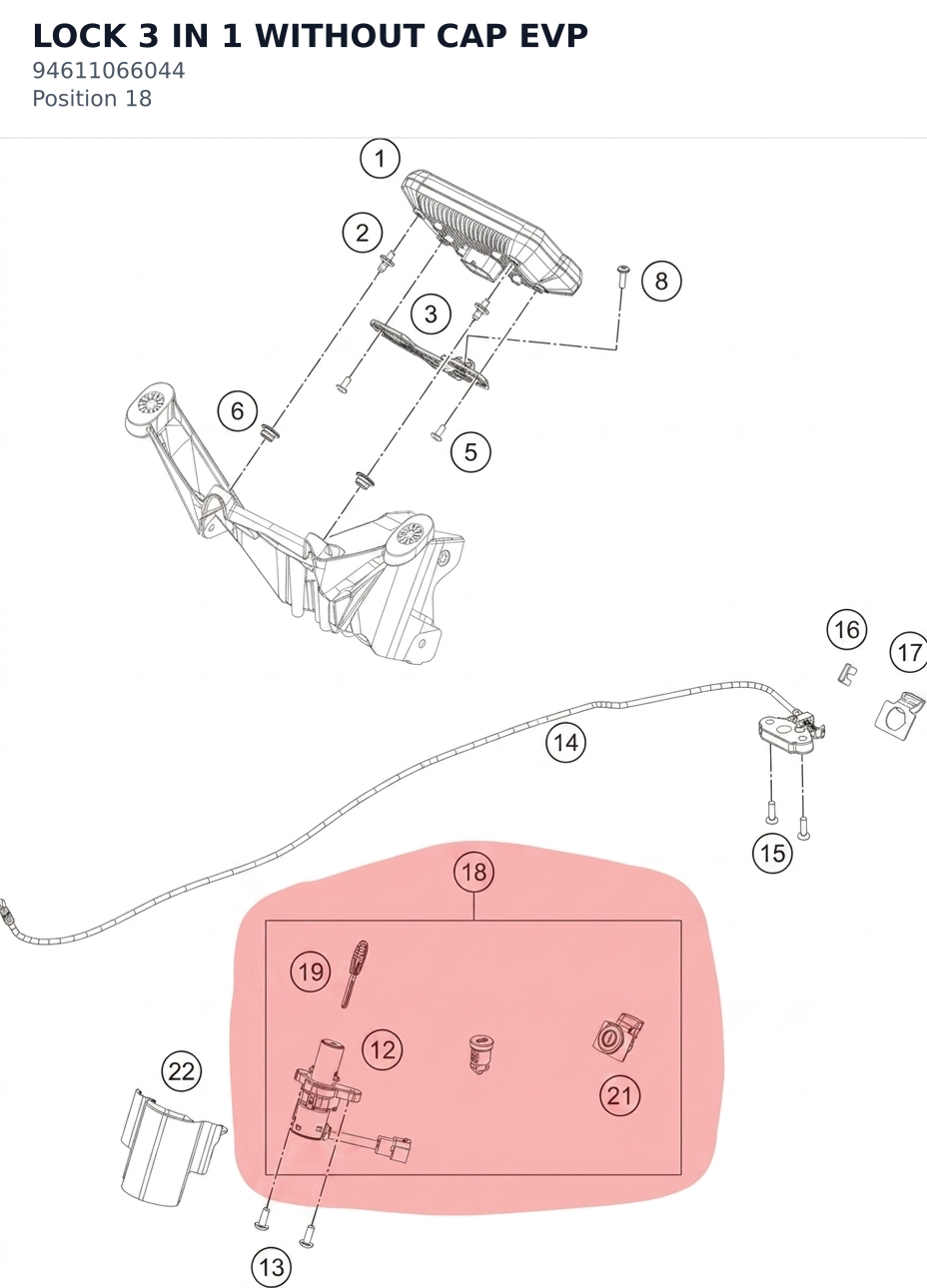 Diagram preview: LOCK 3 IN 1 WITHOUT CAP EVP (94611066044)