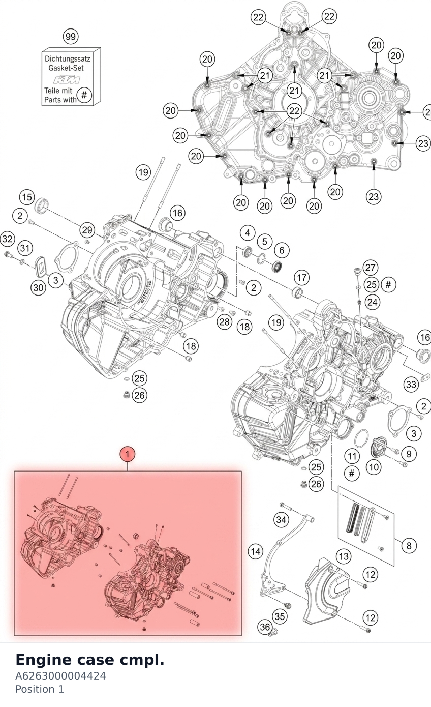Diagram preview: Engine case cmpl. (A6263000004424)