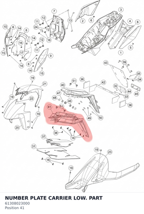 Diagram preview: NUMBER PLATE CARRIER LOW. PART (61308023000)