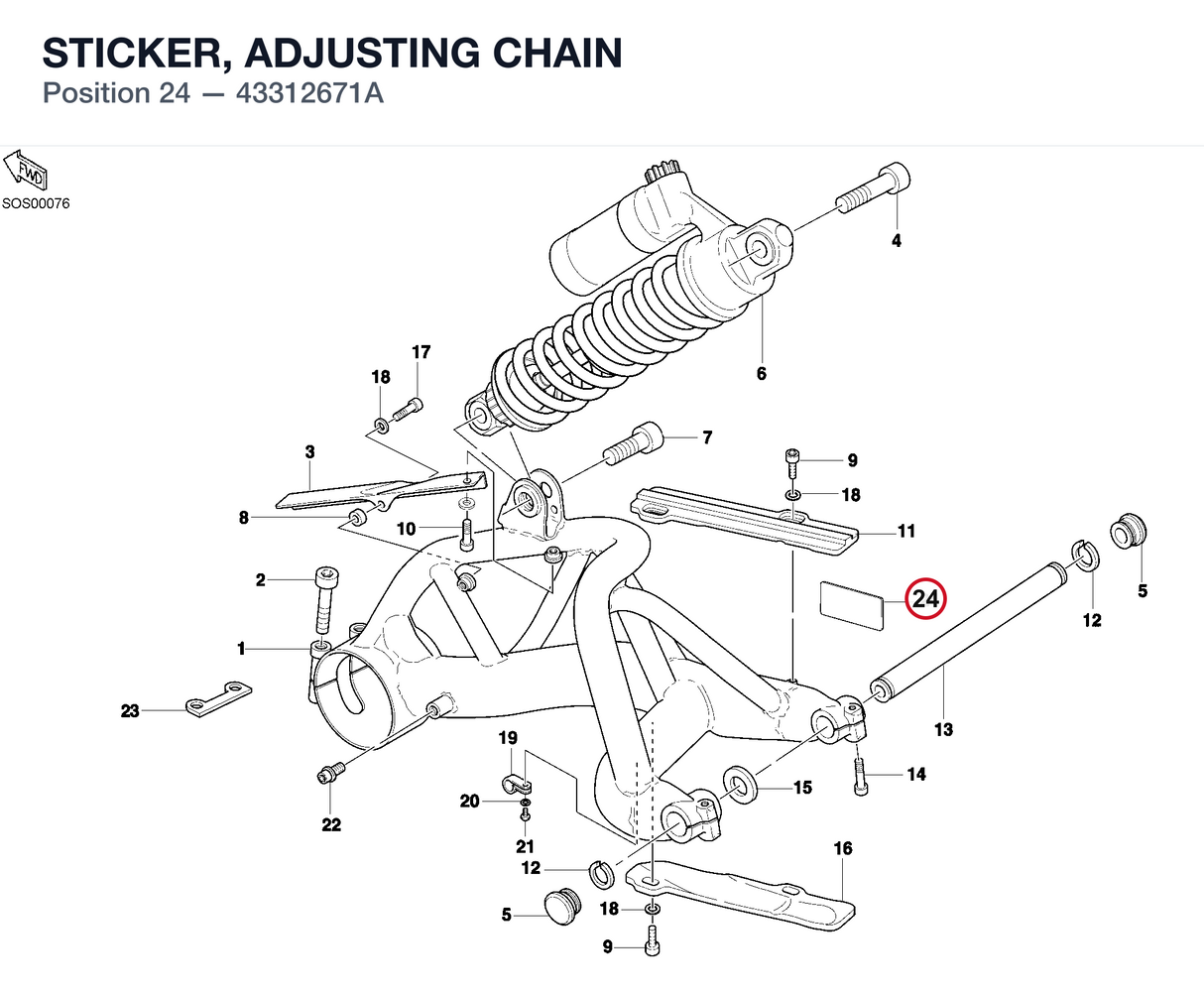 STICKER, ADJUSTING CHAIN