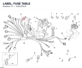 LABEL, FUSE TABLE 43312781A diagram position