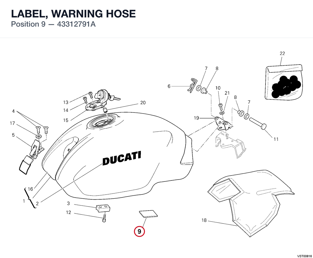 LABEL, WARNING HOSE 43312791A diagram position